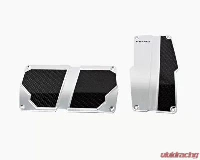 NRG Silver with Black Carbon Automatic Brushed Aluminum Sport Pedal Universal - PDL-150SL