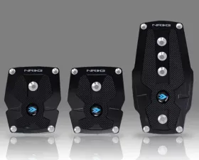 NRG Black Manual Brushed Aluminum Sport Pedal with Black Rubber Inserts Universal