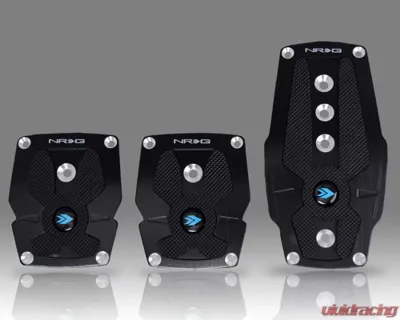 NRG Black Manual Brushed Aluminum Sport Pedal with Black Rubber Inserts Universal - PDL-200BK