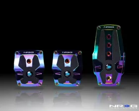 NRG Neochrome Manual Brushed Aluminum Sport Pedal with Black Rubber Inserts Universal