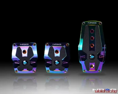 NRG Neochrome Manual Brushed Aluminum Sport Pedal with Black Rubber Inserts Universal - PDL-200MC