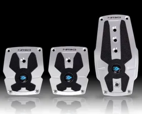 NRG Silver Manual Brushed Aluminum Sport Pedal with Black Rubber Inserts Universal
