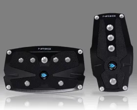 NRG Black Automatic Brushed Aluminum Sport Pedal with Black Rubber Inserts Universal