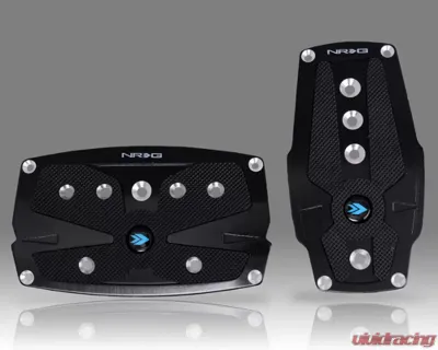 NRG Black Automatic Brushed Aluminum Sport Pedal with Black Rubber Inserts Universal - PDL-250BK