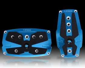 NRG Blue Automatic Brushed Aluminum Sport Pedal with Black Rubber Inserts Universal