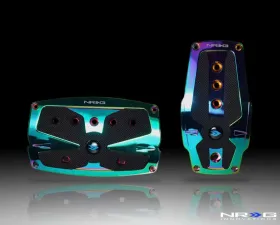 NRG Neochrome Automatic Brushed Aluminum Sport Pedal with Black Rubber Inserts Universal