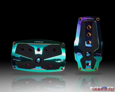 NRG Neochrome Automatic Brushed Aluminum Sport Pedal with Black Rubber Inserts Universal - PDL-250MC