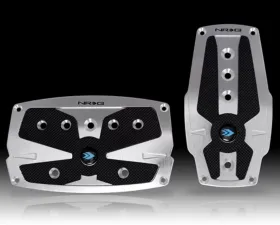 NRG Silver Automatic Brushed Aluminum Sport Pedal with Black Rubber Inserts Universal