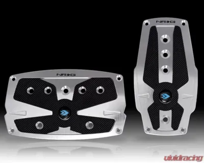 NRG Silver Automatic Brushed Aluminum Sport Pedal with Black Rubber Inserts Universal - PDL-250SL