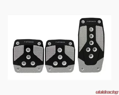 NRG Black with Silver Carbon Manual Aluminum Sport Pedal Universal - PDL-400BK