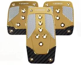 NRG Aluminum Pedal Pad Cover Plates Chrome Gold Black Carbon 3-Piece MT
