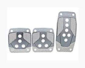 NRG Gun Metal with Silver Carbon Manual Aluminum Sport Pedal Universal