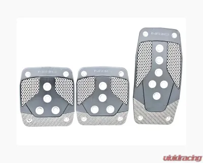 NRG Gun Metal with Silver Carbon Manual Aluminum Sport Pedal Universal - PDL-400GM