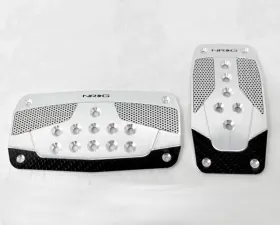 NRG Silver with Black Carbon Manual Aluminum Sport Pedal Universal