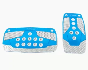 NRG Blue with Silver Carbon Automatic Aluminum Sport Pedal Universal