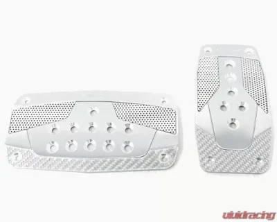 NRG Gun Metal with Silver Carbon Automatic Aluminum Sport Pedal Universal - PDL-450GM