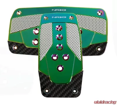 NRG Aluminum Pedal Pad Cover Pl2-Piece ATes Silver Neo Chrome Carbon 2-Piece AT - PDL-450MC