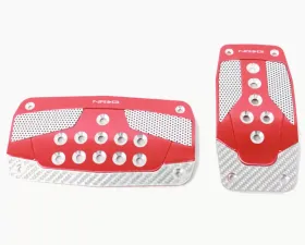 NRG Red with Silver Carbon Automatic Aluminum Sport Pedal Universal