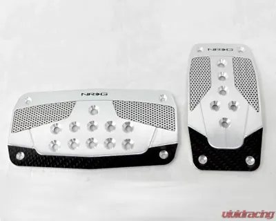 NRG Silver with Black Carbon Automatic Aluminum Sport Pedal Universal - PDL-450SL
