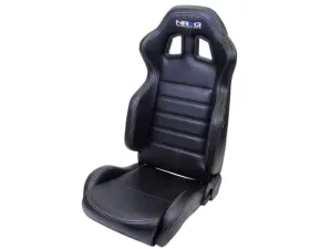 NRG Reclinable Racing Seat Black Leather with White Stitching
