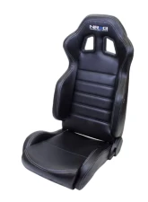 NRG Reclinable Racing Seat Black Leather with White Stitching                                     - RSC-208L/R - Image 4