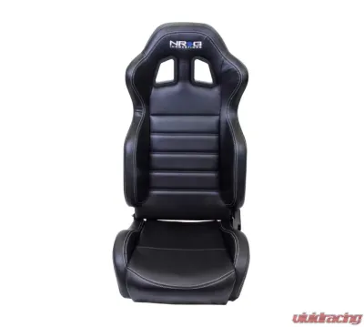 NRG Reclinable Racing Seat Black Leather with White Stitching - RSC-208L/R