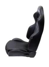 NRG Reclinable Racing Seat Black Leather with White Stitching                                     - RSC-208L/R - Image 3