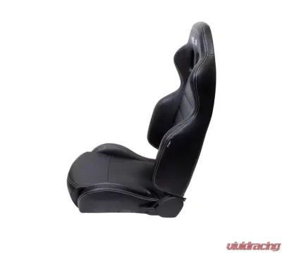 NRG Reclinable Racing Seat Black Leather with White Stitching - RSC-208L/R