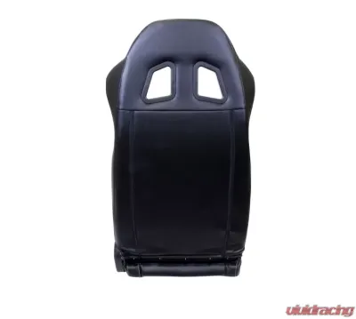 NRG Reclinable Racing Seat Black Leather with White Stitching - RSC-208L/R