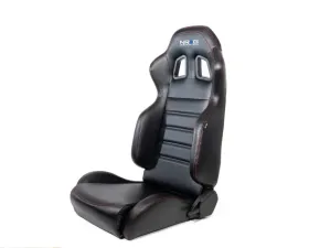 NRG Reclinable Racing Seat Black Leather with Red Stitching