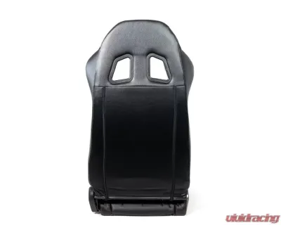 NRG Reclinable Racing Seat Black Leather with Red Stitching - RSC-208-1L/R