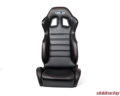 NRG Reclinable Racing Seat Black Leather with Red Stitching - RSC-208-1L/R