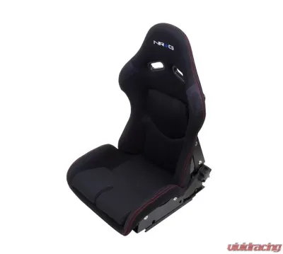 NRG FRP Reclinable Bucket Seat One-Piece Black Red - RSC-400BK