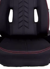 NRG The Arrow Sports Seat Black Cloth with Red Stitching                                     - RSC-800L/R - Image 5