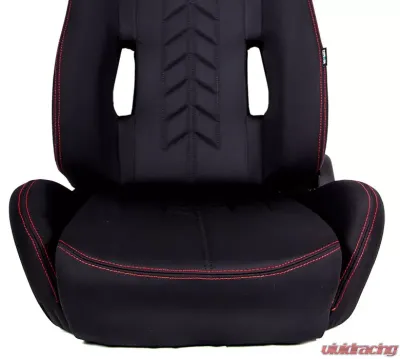 NRG The Arrow Sports Seat Black Cloth with Red Stitching - RSC-800L/R