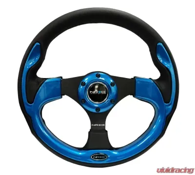 NRG Reinforced Sport Steering Wheel 320mm Blue Trim - RST-001BL