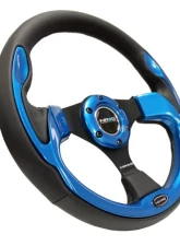 NRG Reinforced Sport Steering Wheel 320mm Blue Trim                                     - RST-001BL - Image 2