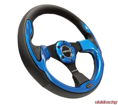 NRG Reinforced Sport Steering Wheel 320mm Blue Trim - RST-001BL