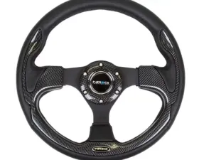 NRG Sport Reinforced Steering Wheel 320mm Carbon Fiber Look Trim 001CBL