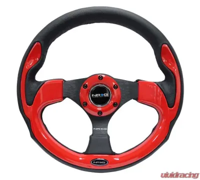 NRG Reinforced Sport Steering Wheel 320mm Red Trim - RST-001RD