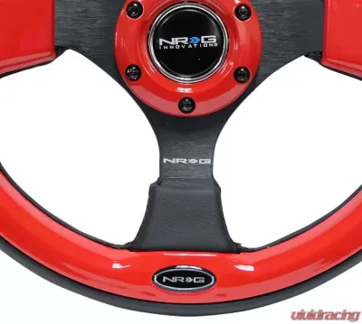 NRG Reinforced Sport Steering Wheel 320mm Red Trim - RST-001RD