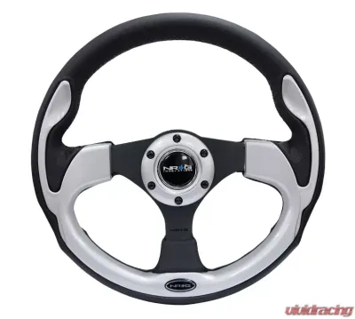 NRG Reinforced Sport Steering Wheel 320mm Silver Trim - RST-001SL
