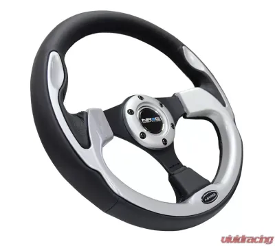 NRG Reinforced Sport Steering Wheel 320mm Silver Trim - RST-001SL