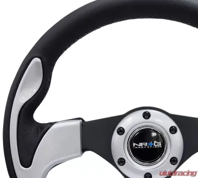 NRG Reinforced Sport Steering Wheel 320mm Silver Trim - RST-001SL
