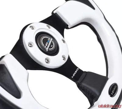 NRG Reinforced Sport Steering Wheel 320mm White Trim - RST-001WT