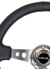 NRG Reinforced Sport Steering Wheel 350mm 3 Inch Deep Gun Metal Spoke Round holes Black Leather                                     - RST-006GM - Image 3