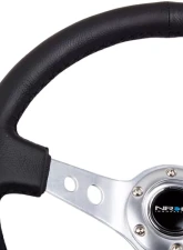 NRG Reinforced Sport Steering Wheel 350mm 3 Inch Deep Silver Spoke Round holes Black Leather                                     - RST-006SL - Image 3