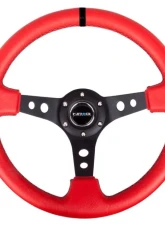 NRG Reinforced Sport Steering Wheel 350mm 3 Inch Deep Black Spoke with Suede finish Black Stitch                                     - RST-006RR-BS-B - Image 4