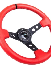 NRG Reinforced Sport Steering Wheel 350mm 3 Inch Deep Black Spoke with Suede finish Black Stitch                                     - RST-006RR-BS-B - Image 2