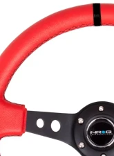 NRG Reinforced Sport Steering Wheel 350mm 3 Inch Deep Black Spoke with Suede finish Black Stitch                                     - RST-006RR-BS-B - Image 3